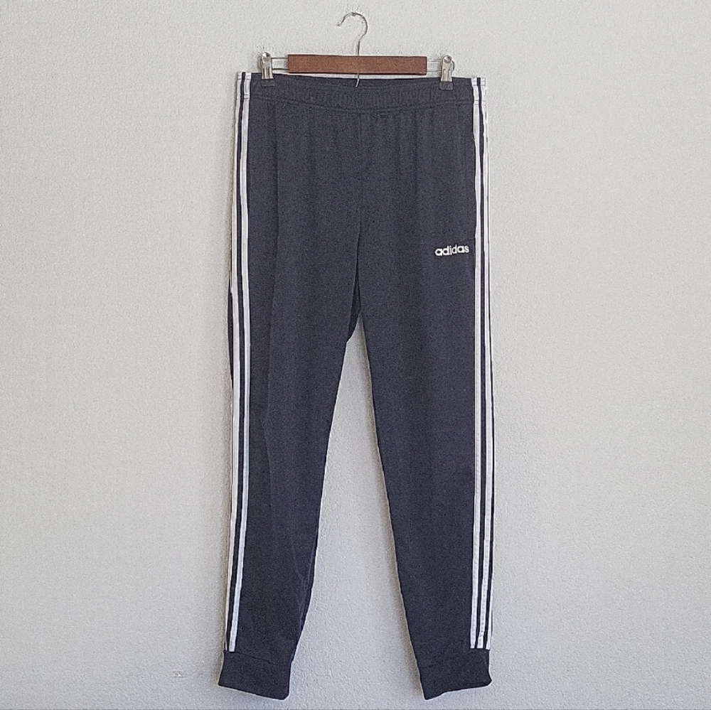 Adidas Women's Navy Joggers with White Stripes